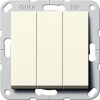 Переключатель самовозвратный без рамки Gira System55 3-кл. проходной 10А кремовый глянец